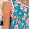 Women's Floral Lace Trim Mini Dress Cover Up Sleeveless Beach Spring Summer Dresses