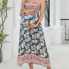 Maternity Maxi Dresses Floral Square Neck Smocked Baby Shower Ruffled Flowy Fashion Casual Summer Pregnancy Dress