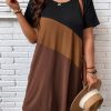 51EN7iZUbSL.jpg Women's Plus Size Dress Color Block Short Sleeve T Shirt Dress Casual Summer Dresses