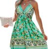 51Esdnn3TZL.jpg Women's Backless Halter Beach Dress Boho Ruffle Plunge V Neck Mini Sundress Summer Dresses