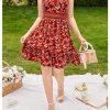 Girl's Floral Print Ruffle Hem Sleeveless Summer Cami Dresses