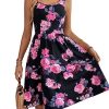 51FzWDxMbyL.jpg Women's Boho Floral Print Scoop Neck Tank Dress Summer Ruffle A Line Knee Length Dresses