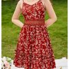 Girl's Floral Print Ruffle Hem Sleeveless Summer Cami Dresses