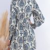 51JGE2xO0nL.jpg Women's Mini Dress Smocked V Neck Long Sleeve Empire Waist Casual A Line Dress