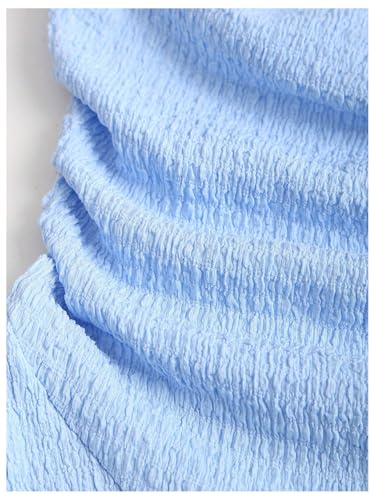 Women's Summer Strapless Tube Mini Dress Off The Shoulder Ruffle Flowy Party Beach Dresses