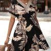 51M1yyPZduL.jpg Women's Floral Print Short Sleeve V Neck Dress Casual Summer Lace Trim A Line Short Dresses