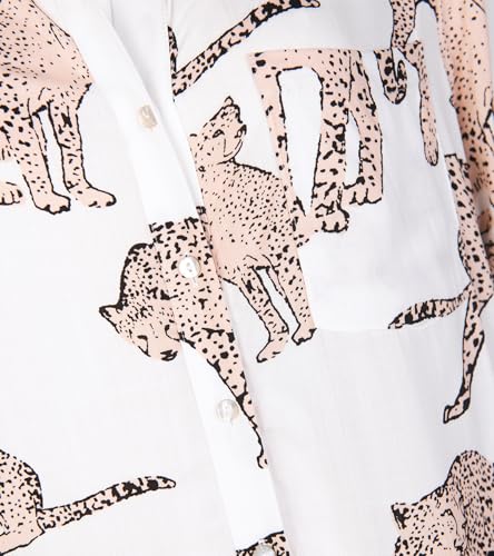 51NIOCLzbxL.jpg Dress Button Down Shirt Dress Long Sleeve Blouse Top Leopard Print