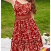 Girl's Floral Print Ruffle Hem Sleeveless Summer Cami Dresses