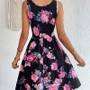 51OkL7WUyGL.jpg Women's Boho Floral Print Scoop Neck Tank Dress Summer Ruffle A Line Knee Length Dresses