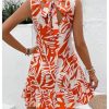51S2cY7J3L.jpg Women's Boho Knot Back Sleeveless Swing Shift Dress Flounce Ruffle Hem Summer Dresses