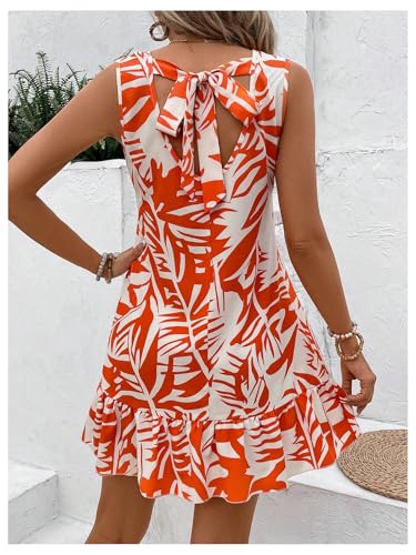 51S2cY7J3L.jpg Women's Boho Knot Back Sleeveless Swing Shift Dress Flounce Ruffle Hem Summer Dresses