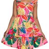 51SHoyuu9NL.jpg Girl's Summer Dresses Square Neck Ruffle Sleeveless Vacation Short Flared Dress