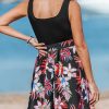 Women's Tropical Summer Dresses Flowy Beach Mini Dress Square Neck Sleeveless Vacation Sundress