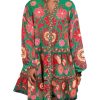 51VJyyhjnL.jpg Women's Floral Print Summer Short Dresses Boho Beach Long Sleeve Button Down Flowy Smock Dress