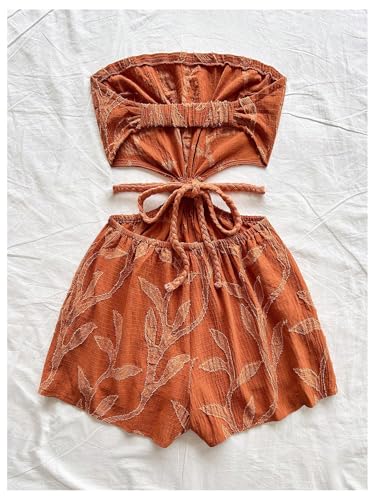 51X-1ZOMQlL.jpg Women's Boho Cutout Open Back Tie Tube Rompers Summer Strapless Shorts Jumpsuit
