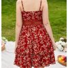 Girl's Floral Print Ruffle Hem Sleeveless Summer Cami Dresses