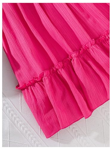 51aFNmQte0L.jpg Girl's Birthday Dresses Sleeveless Square Neck Shirred Ruffle Flowy Summer Short Dress