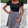 Women's Elegant Floral Dresses Scoop Neck Short Sleeve Short Dress for Women 2025
