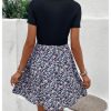 Women's Elegant Floral Dresses Scoop Neck Short Sleeve Short Dress for Women 2025