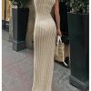 Women's Summer Sleeveless Bodycon Maxi Dress Sheer Knit Beach Vacation Long Dresses