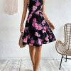 51cvjPrFQrL.jpg Women's Boho Floral Print Scoop Neck Tank Dress Summer Ruffle A Line Knee Length Dresses