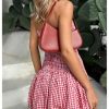51fgy-SIM9L.jpg Women's Plaid Strapless Bubble Dress Sleeveless Ruffle Mini Tube Dresses