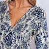 51fhDJjRX5L.jpg Women's Mini Dress Smocked V Neck Long Sleeve Empire Waist Casual A Line Dress
