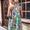 51iAocT4WNL.jpg Women's Floral Print Tunic Dress Criss Cross Sleeveless Halter Summer Short Dresses