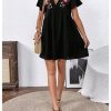 51iNQLY9X8L.jpg Women's Summer Dress Floral Embroidery V Neck Short Sleeve Ruffle Hem Babydoll Flowy Loose Mini Dresses