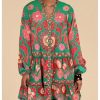 51inm-k-r6L.jpg Women's Floral Print Summer Short Dresses Boho Beach Long Sleeve Button Down Flowy Smock Dress