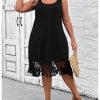 Women's Plus Size Boho Summer Fringe Trim Sleeveless Tank Dress Beach Vacation Midi Dresses