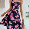 51kWQnLuhzL.jpg Women's Boho Floral Print Scoop Neck Tank Dress Summer Ruffle A Line Knee Length Dresses