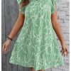 Women's Plus Size Summer Dress Graphic Print Ruffle Cap Sleeve Loose Short Dresses