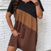 51l7ANDodvL.jpg Women's Plus Size Dress Color Block Short Sleeve T Shirt Dress Casual Summer Dresses