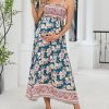 Maternity Maxi Dresses Floral Square Neck Smocked Baby Shower Ruffled Flowy Fashion Casual Summer Pregnancy Dress