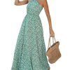 51lJF3WLGQL.jpg Women's Maxi Dress Ditsy Floral Halter Sleeveless A Line High WAIS Summer Casual Dress