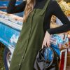 51lKQJeBY6L.jpg Casual Dresses for Women Square Neck Button Front Sleeveless Pockets A Line Mini Overall Dress