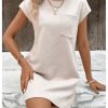 Women's Summer Dresses Round Neck Cap Sleeve T Shirt Mini Dress with Pockets