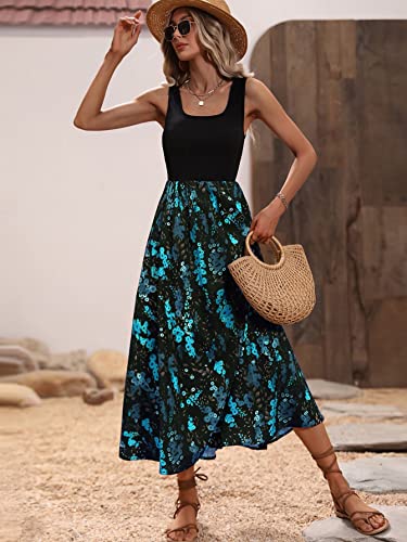 51mSYpyedVL.jpg Women's Scoop Neck Button Front Tank Dress Sleeveless Floral Print Mini Dresses