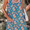 Women's Floral Lace Trim Mini Dress Cover Up Sleeveless Beach Spring Summer Dresses