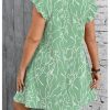 Women's Plus Size Summer Dress Graphic Print Ruffle Cap Sleeve Loose Short Dresses
