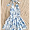 51oAG8EM0WL.jpg Women's Sundresses Boho Halter V Neck Backless Ruffle Flowy Summer Beach Mini Dress
