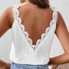 51rR-d3GZHL.jpg Women's Contrast Lace Backless Tank Top V Neck Sleeveless Shirts Top