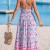 51tG7YiYjZL.jpg Women Backless Floral Summer Dress Plunging V Halter Neck Spaghetti Strap Ruffle Casual Beach Holiday Maxi Dress