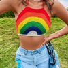 51tjnpUK13L.jpg Women's Backless Rainbow Striped Halter Tie Back Tops Sleeveless Knit Crop Top