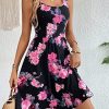 51xQZ8kxH9L.jpg Women's Boho Floral Print Scoop Neck Tank Dress Summer Ruffle A Line Knee Length Dresses