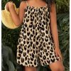 51yz0E6lwLL.jpg Girl's Leopard Print Wide Leg Romper Spaghetti Strap Loose Summer Short Jumpsuit