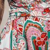 Women's Ruffle Beach Dress Paisley V Neck Short Sleeve Pleated High Waist Maxi Summer Dresses