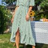 61aULxAv9KL.jpg Dress for Women Maxi Dresses Off Shoulder Ditsy Floral Print Short Sleeve Frill A Line Dress