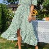 61r2FuYcLQL.jpg Dress for Women Maxi Dresses Off Shoulder Ditsy Floral Print Short Sleeve Frill A Line Dress